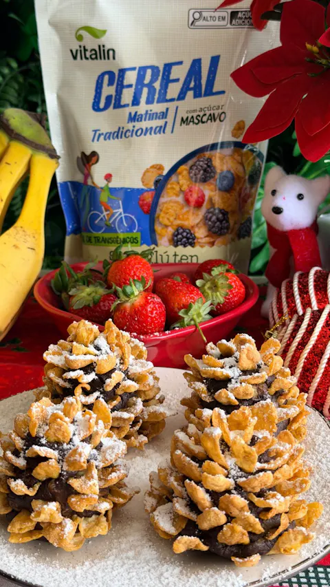 Pinha de Natal Saudável com Brigadeiro de Banana-da-Terra