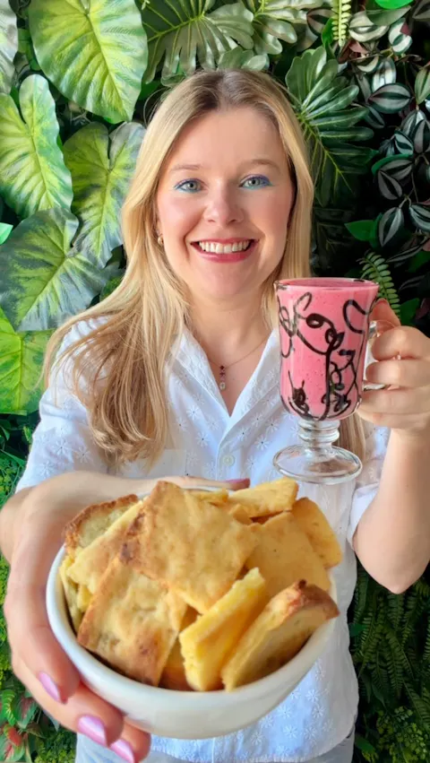 Snack Crocante de Batata-Doce com Choco-Framboesa
