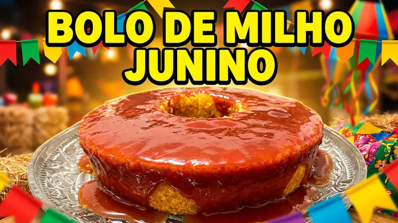 Bolo de Milho com Coco e Calda de Goiabada