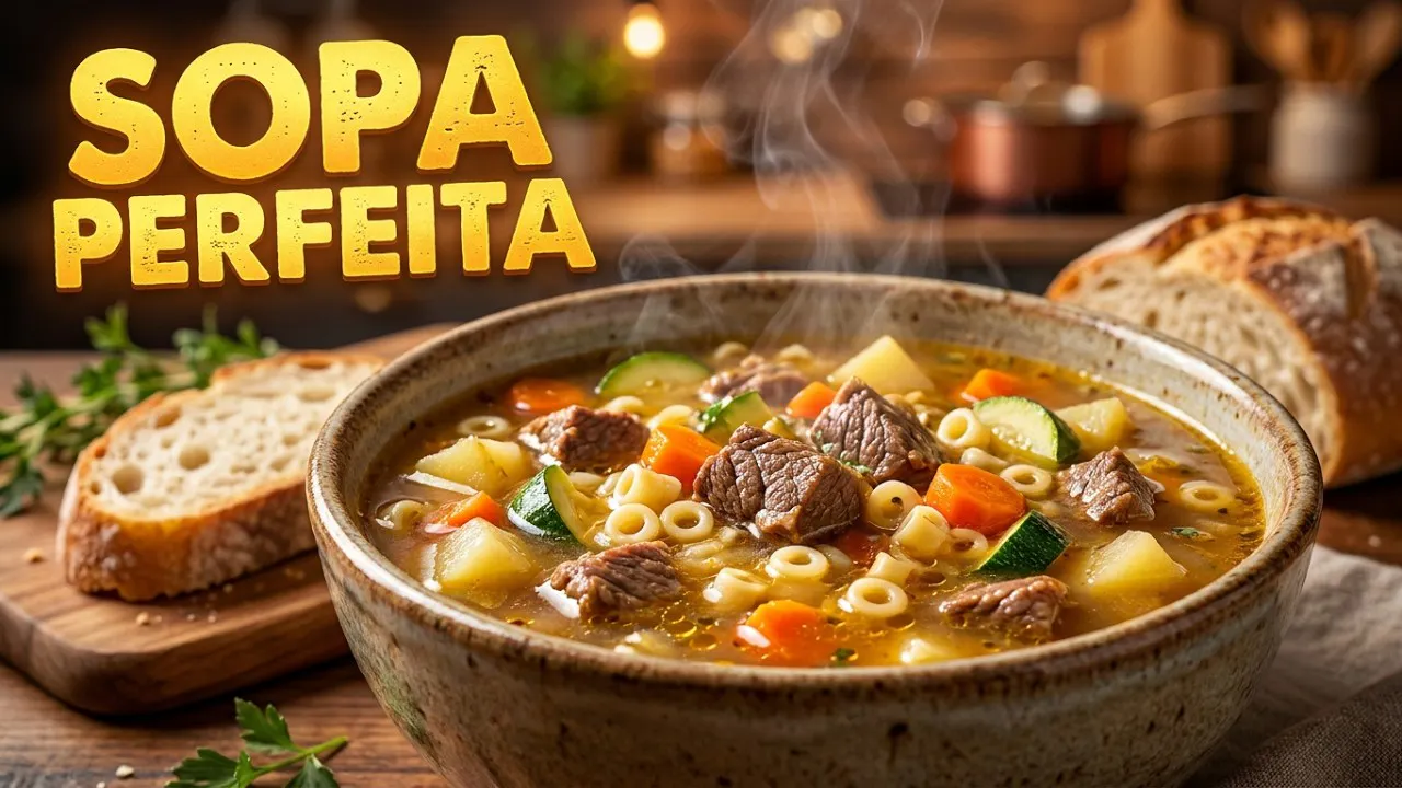 Vídeo: Sopa de Carne com Legumes e Macarrão