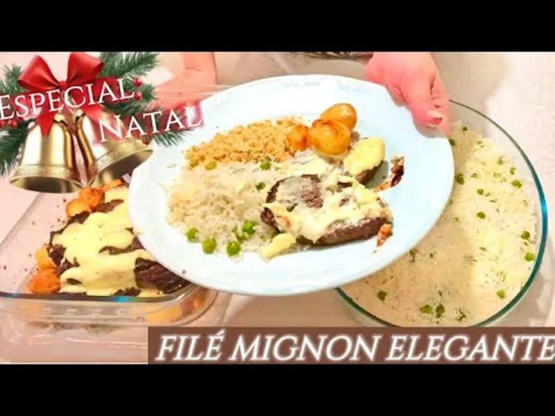 Filé Mignon Assado com Batatinhas Fritas e Queijo Fundido