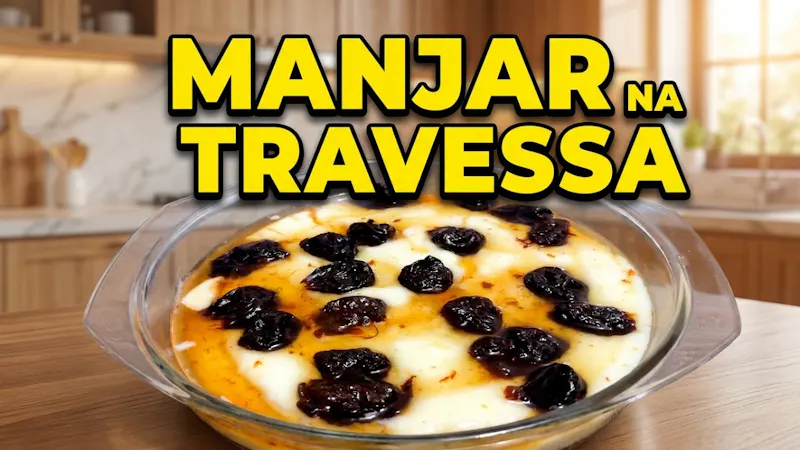 Manjar de Travessa com Calda de Ameixa