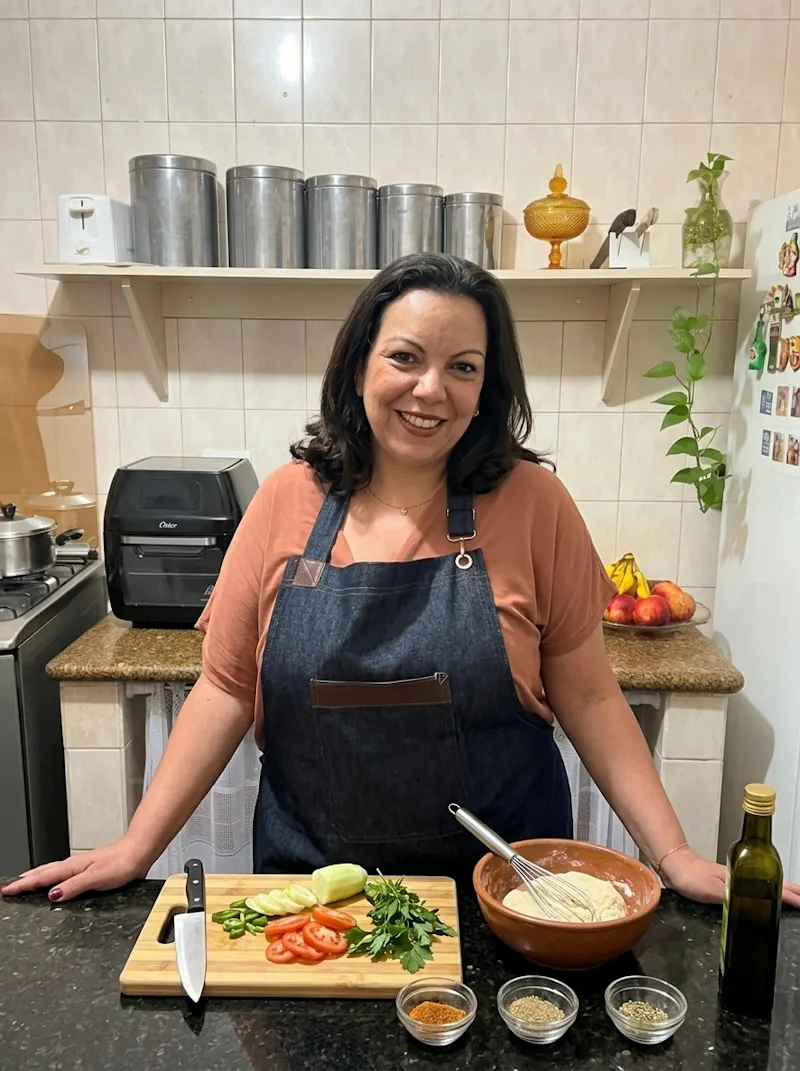 Nanda Campos na cozinha