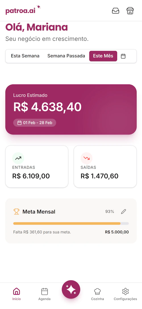 Dashboard Financeiro no Patroa.ai