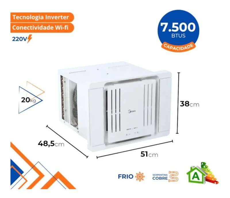 Ar Condicionado Janela Inverter 7500 Btu Qcl075vb Midea 220 V Branco — foto 2 de 11