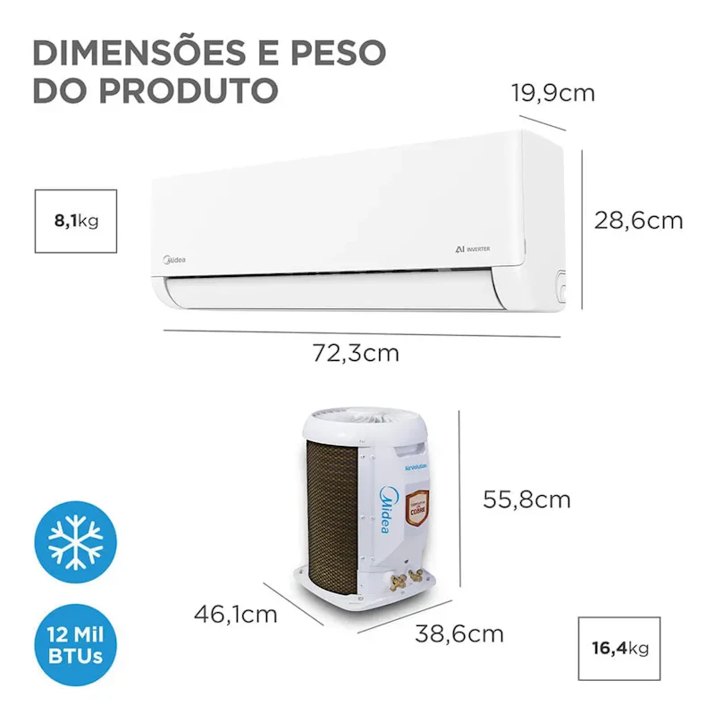Ar-condicionado Split 12.000 Btus Ai Airvolution Frio Midea Branco — foto 5 de 7