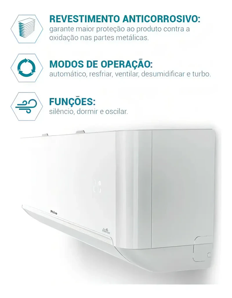 Ar Condicionado 12000 Btus Inverter Philco PAC12FD Cor Branco — foto 3 de 5