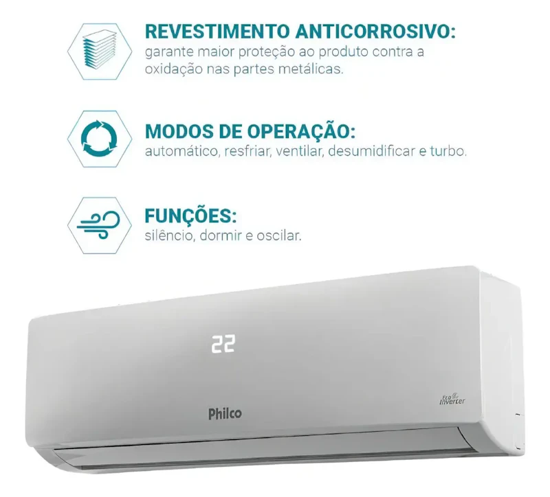 Ar Condicionado Split Hi Wall Inverter 12000 Btus Pac12fb Frio Philco — foto 3 de 6