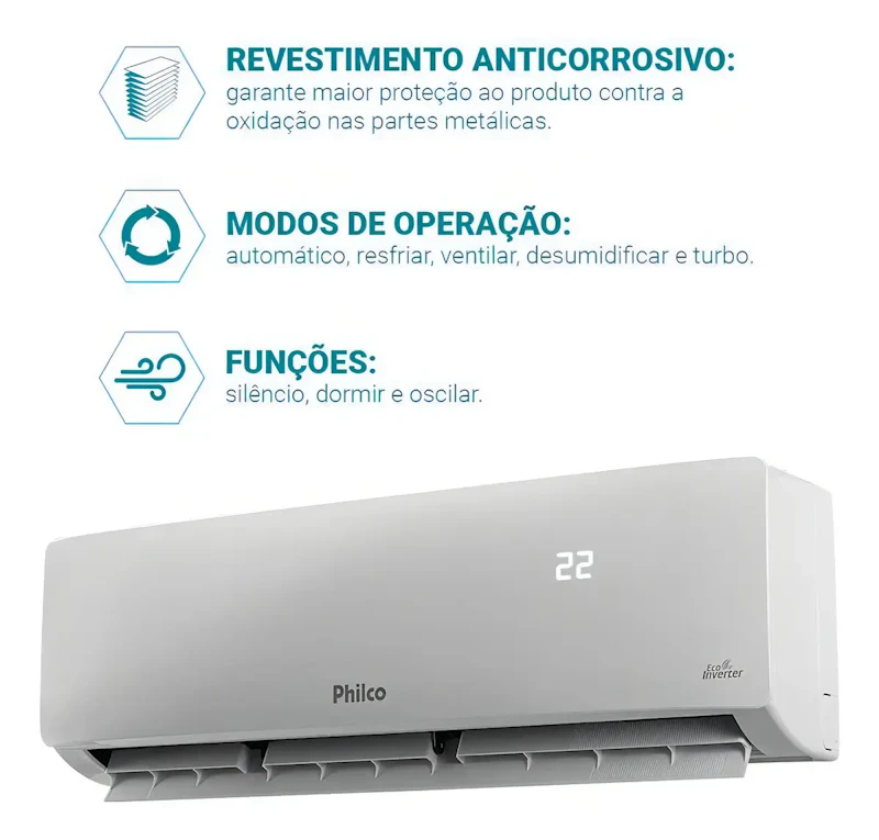 Ar-condicionado Split 12000 Btus Quente Frio Philco Inverter Cor Branco — foto 4 de 5