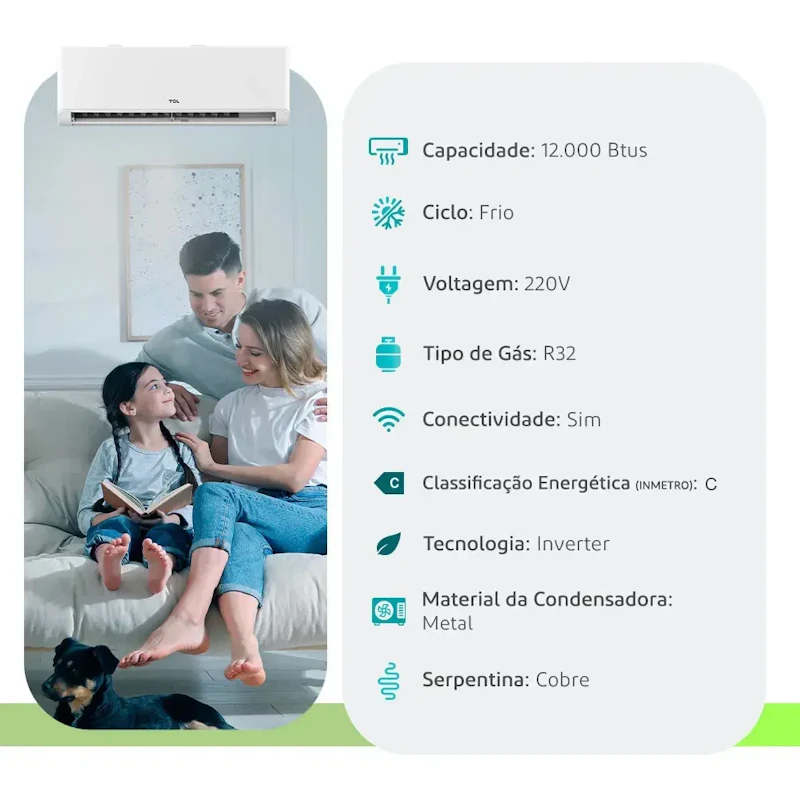 Ar-condicionado Hw Inverter Tcl T-pro 2.0 12.000 R32 Fr Cor Branco — foto 2 de 2