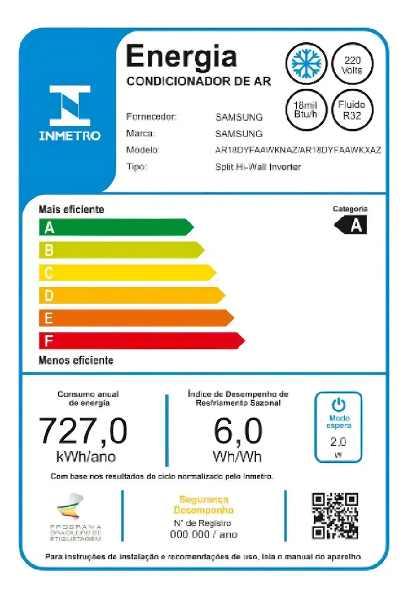 Ar Condicionado Split Hi Wall Inverter R-32 Samsung Windfree AI 18000 Btus Frio Monofásico — foto 6 de 6