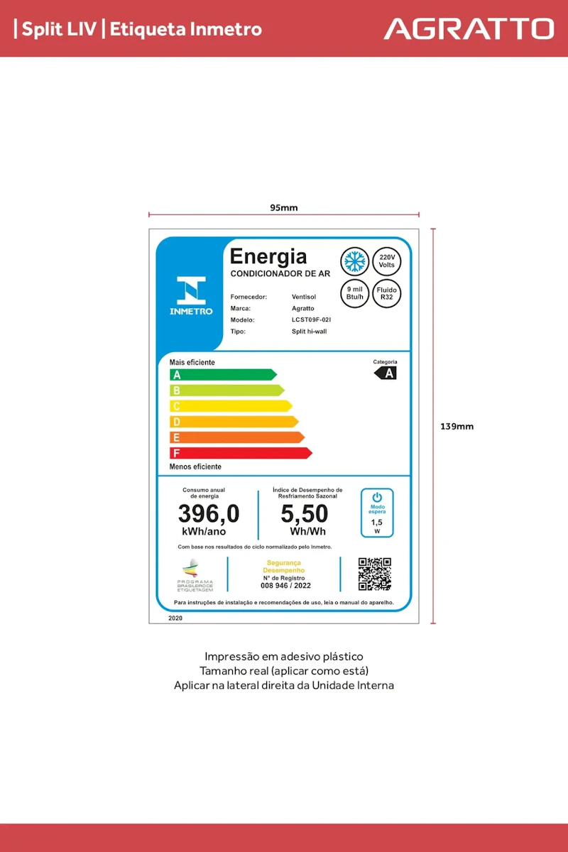 Ar Condicionado Split Hw Inverter Liv Top Agratto 9000 Btus — foto 2 de 2