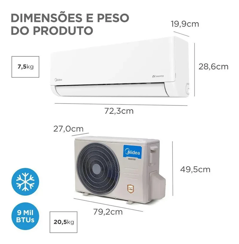 Ar Condicionado Split Inverter Midea Ai 9000 Btus Frio 127v 110v — foto 4 de 7