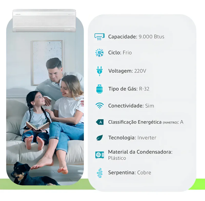 Ar Condicionado Samsung Windfree Ai Inverter 9.000 Btus Frio R-32 AR09DYFAAWKNAZ — foto 3 de 5