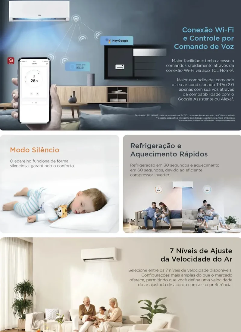 Ar Condicionado Split Hi Wall TCL T-Pro 2.0 Inverter 9.000 Btus Frio R-32 — foto 4 de 6