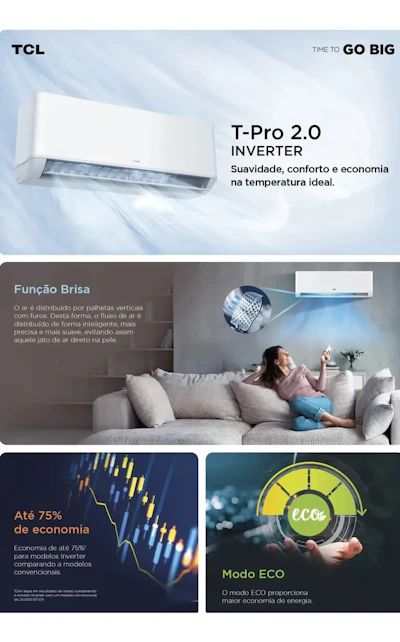 Ar Condicionado Split Hi Wall TCL T-Pro 2.0 Inverter 9.000 Btus Frio R-32 — foto 5 de 6
